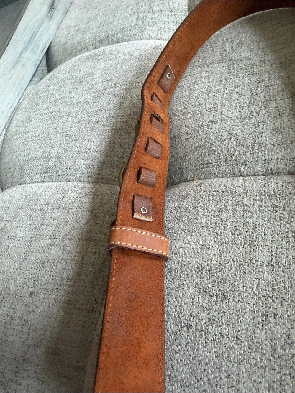 Vintage Brown Leather Belt Brass Clasp Size 38 Classic Casual